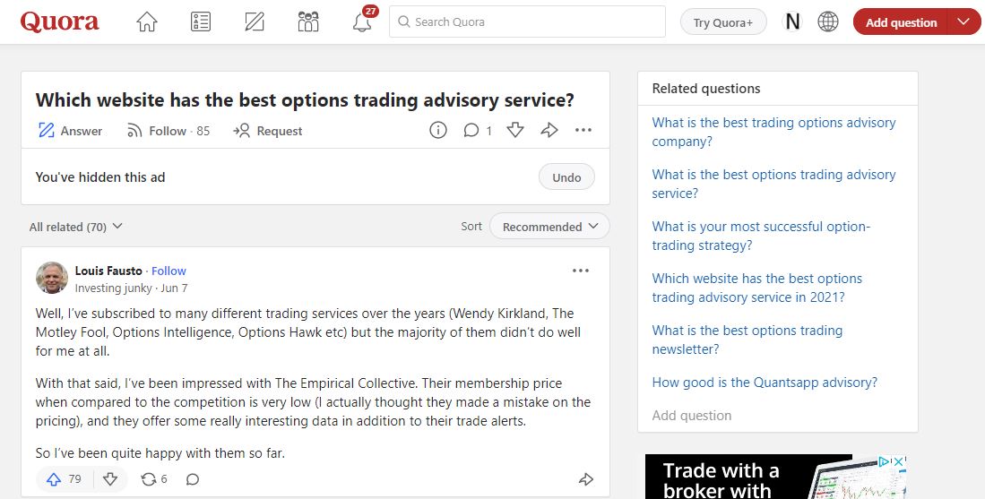 How to Use Quora to Market Your Options Advisory Service Website